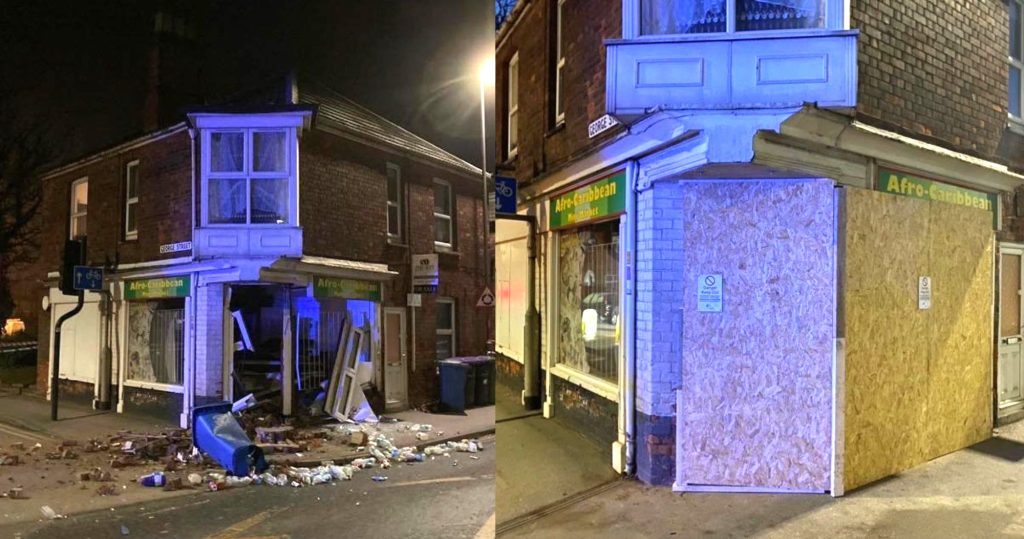A Recent 24/7 Call Out to Boston to make a shop front safe after damage